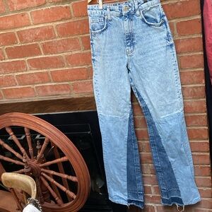 Zara patchwork collection wide leg high waist jeans